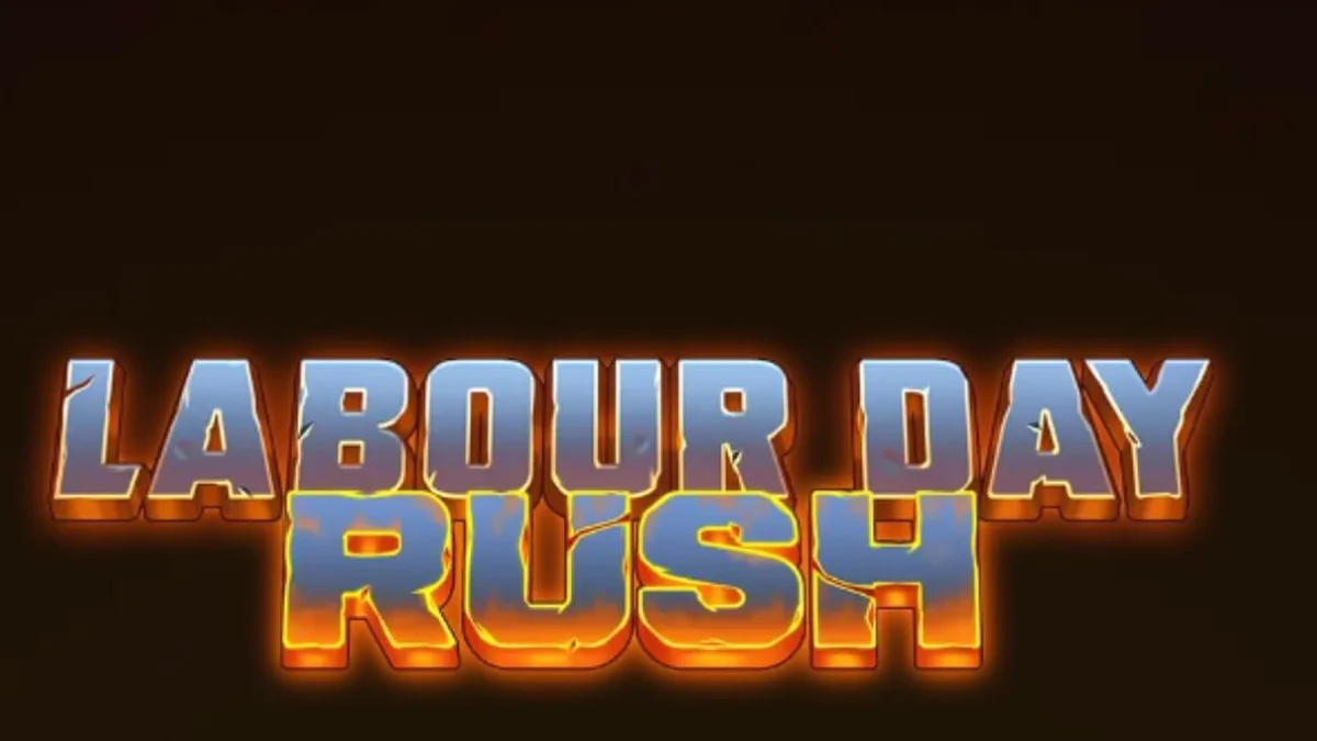 Tampilan visual slot Labour Day Rush dengan tema pabrik dan peralatan kerja