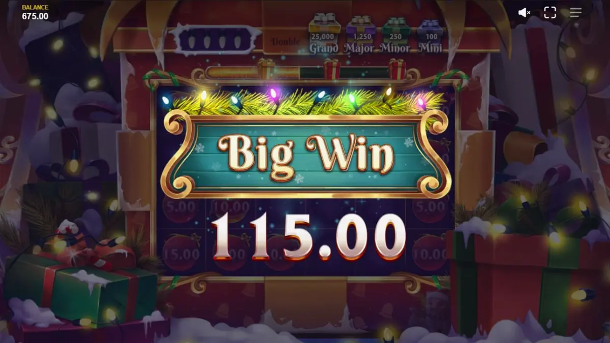 Tampilan visual slot Jingle Bells Bonanza 2 dengan tema Natal yang meriah
