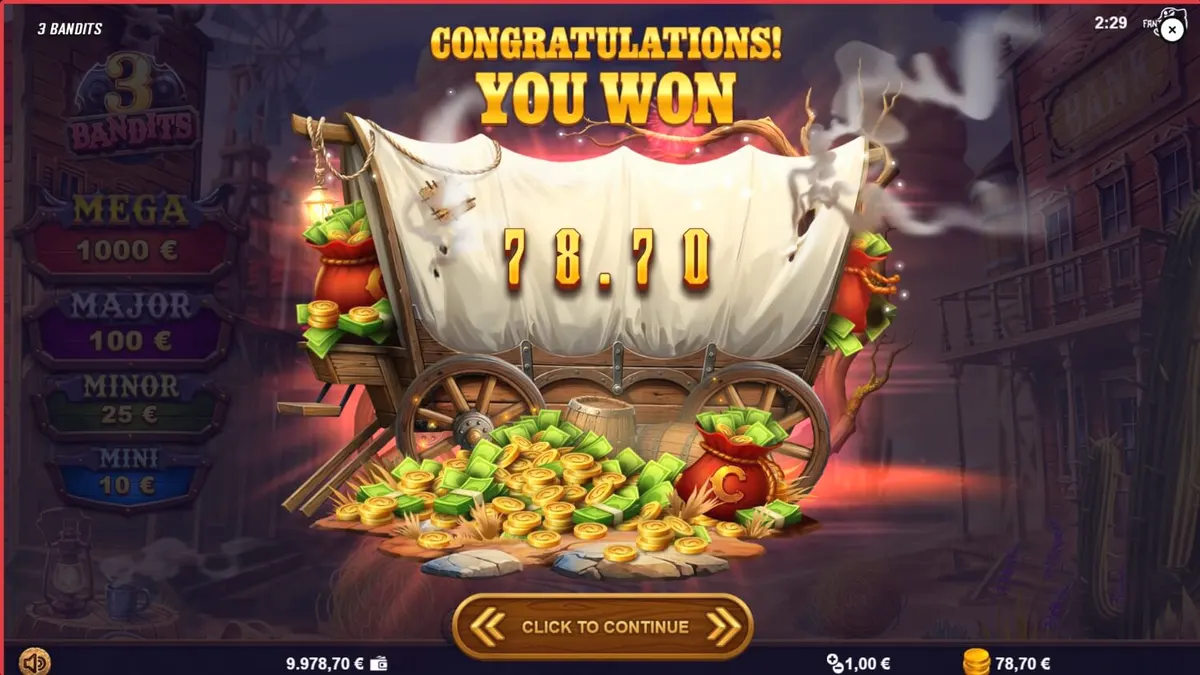 Tampilan visual slot 3 Bandits dengan tema Wild West