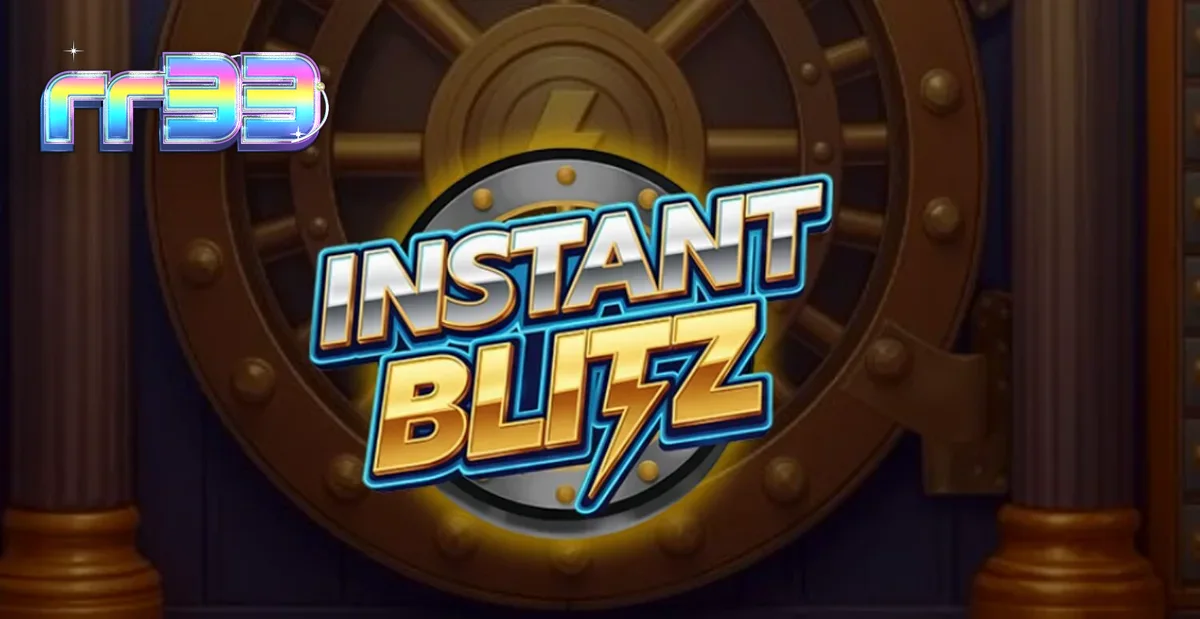 Tampilan visual slot Instant Blitz dengan tema brankas neon dan grid cluster pays.